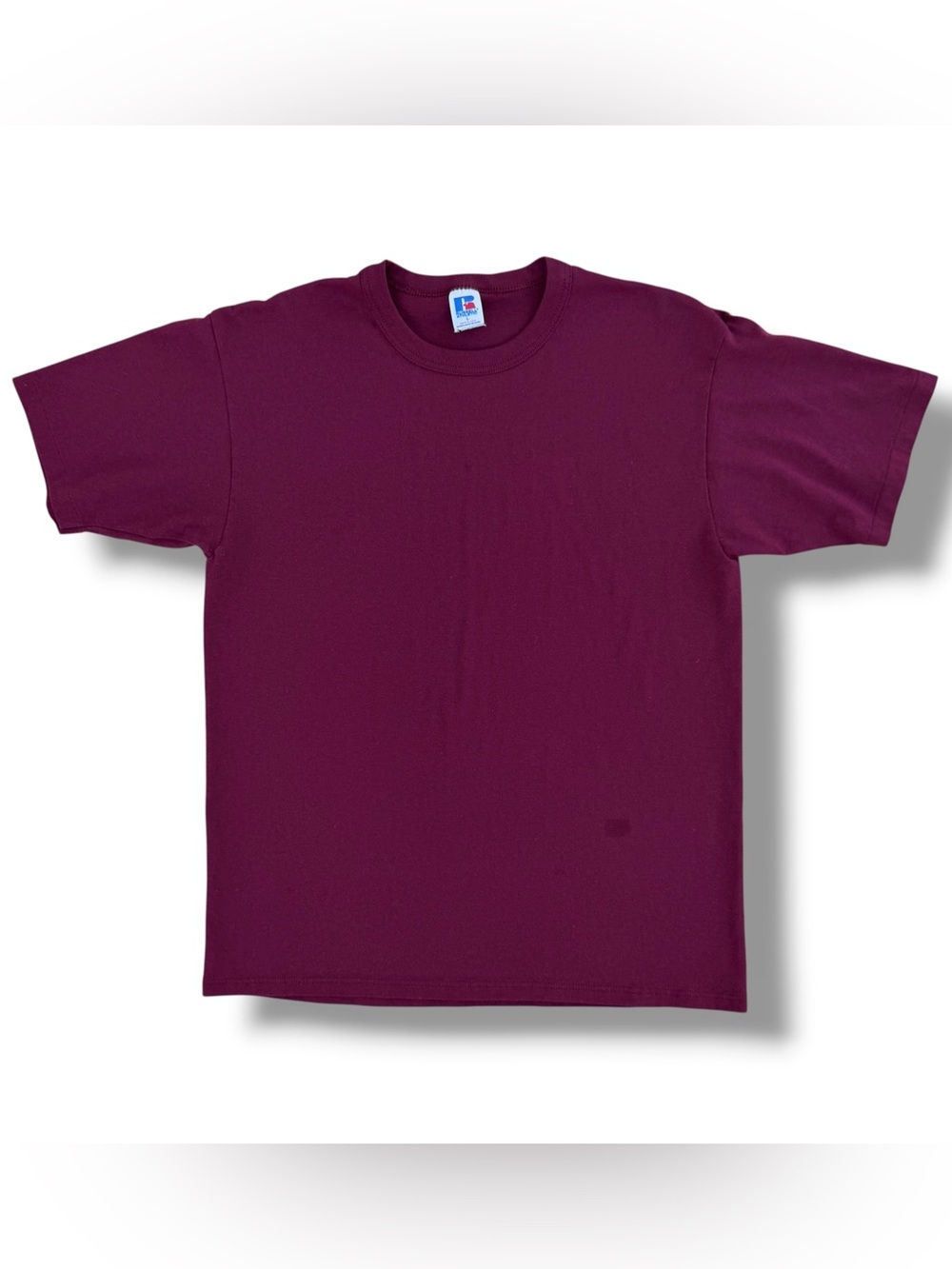 Vintage 90s Russell Athletic Burgundy Blank T-Shirt Size Large Made in USA